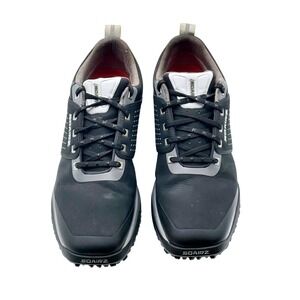 SQAIRZ Arrow Golf Shoes Mens 10 Black Gray Red Spiked Waterproof Excellent